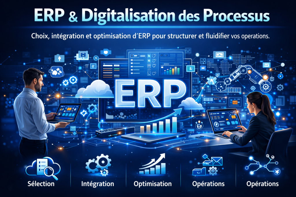 Choix, intégration et optimisation d’ERP pour structurer et fluidifier vos opérations.