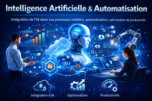 Intégration de l’IA dans vos processus métiers, automatisation, optimisation de la productivité.